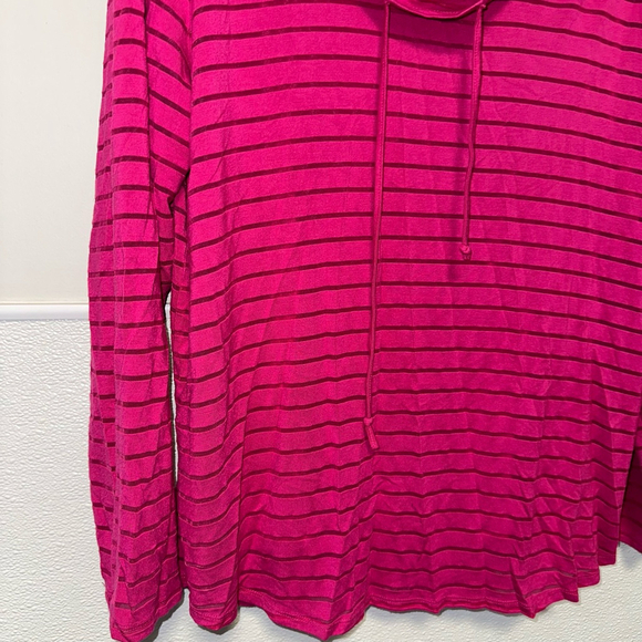 Women's Chelsea & Theodore Top XXL Pink Striped Cowl Neck Built in Undershirt - Picture 3 of 9
